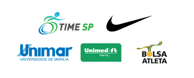 Patrocinadores: Time SP, Nike, Unimar, Unimed Marília, Bolsa Atleta