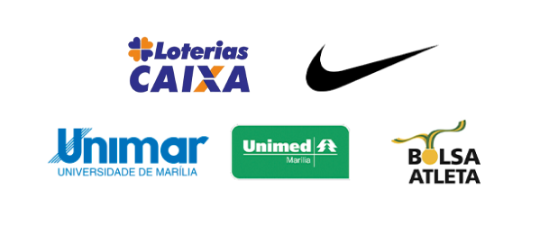 Patrocinadores: Loterias Caixa, Nike, Unimar, Unimed Marília, Bolsa Atleta